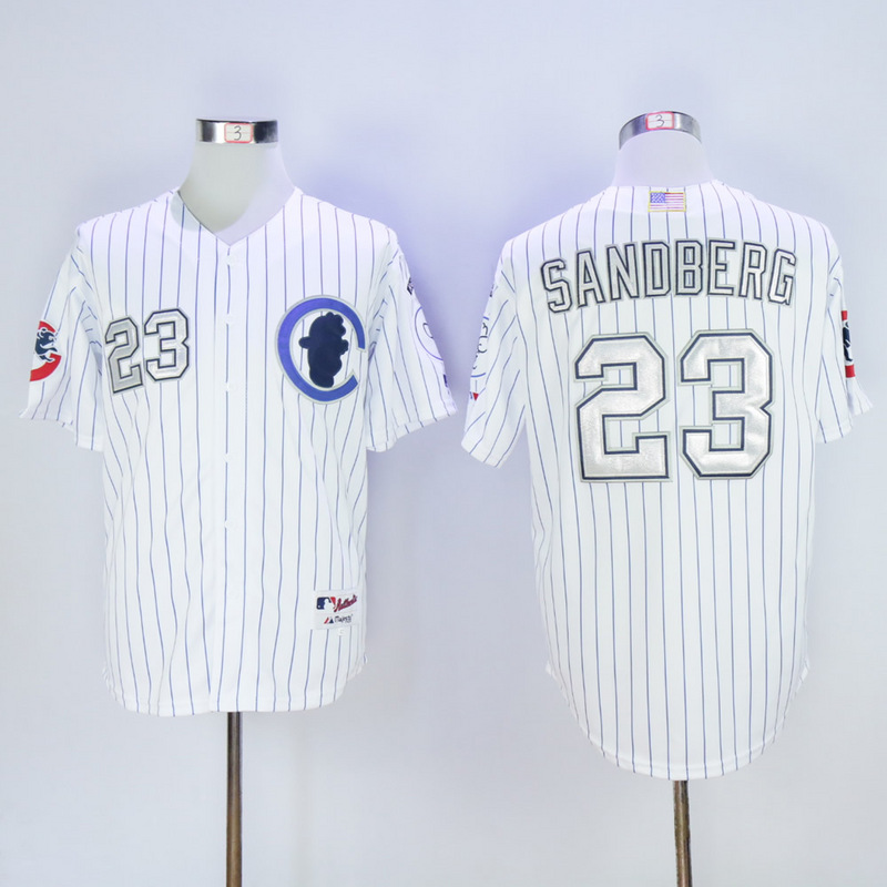 Men Chicago Cubs 23 Sandberg White Throwback MLB Jerseys1